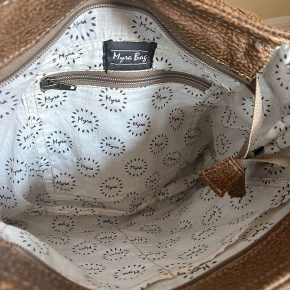 Myra Bag Hair-On Brown & White Cowhide Backpack One Size - Picture 11 of 13